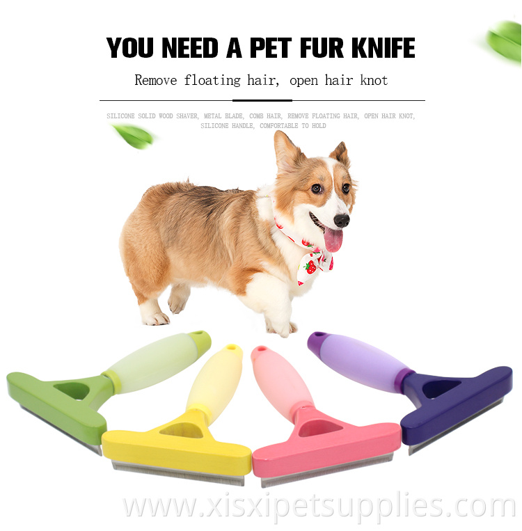 Factory Wholesale Silicone Handle Pet Deshedding Tool Cat Dog Hair Remover Grooming Brush